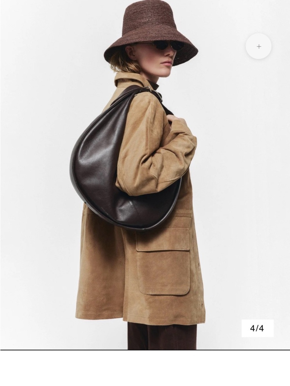 Janessa Leone Dark Brown Leather Bowe Bag- hobo/crossbody